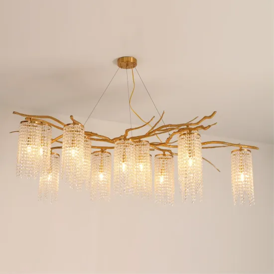 Europe Style Simple Branch Dining Room Chandelier with Crystal Tassels