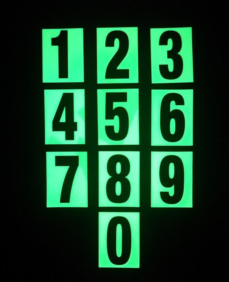 photoluminescent FLAT NUMBERS night color