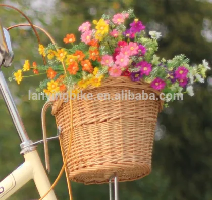 Wicker flower basket wicker bicycle front basket removeable wicker basket