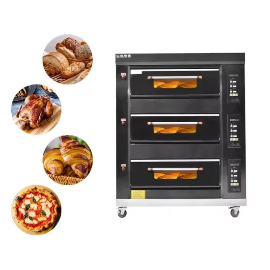 Baking Oven Gas and Electric 3 Deck Knob Bakery Pizza Oven for Baking Cake