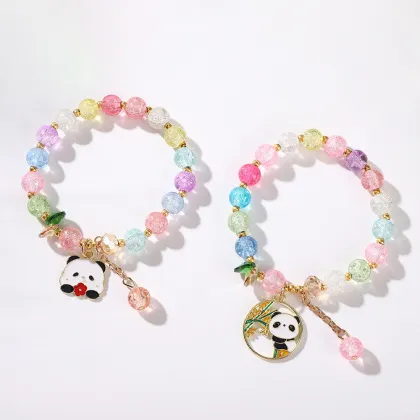 Cute Panda Glass Bead Bracelet for Kids Hair Accessories