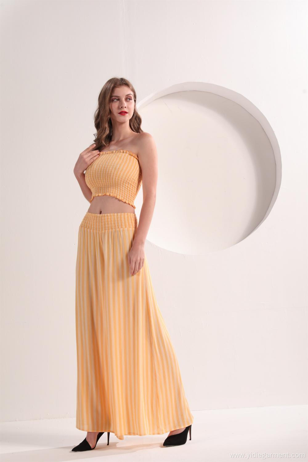 Women's Yellow Strip Wide Leg Pants