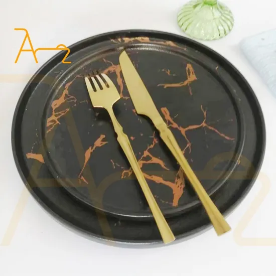 Marble Vein Round Charger Plates: Elegant Porcelain Dinner Trays for Restaurants and Kitchens