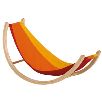 Hammock vintage contemporaneo in legno e tessuto per bambini con supporto - Hammock di cotone a dondolo Bodi