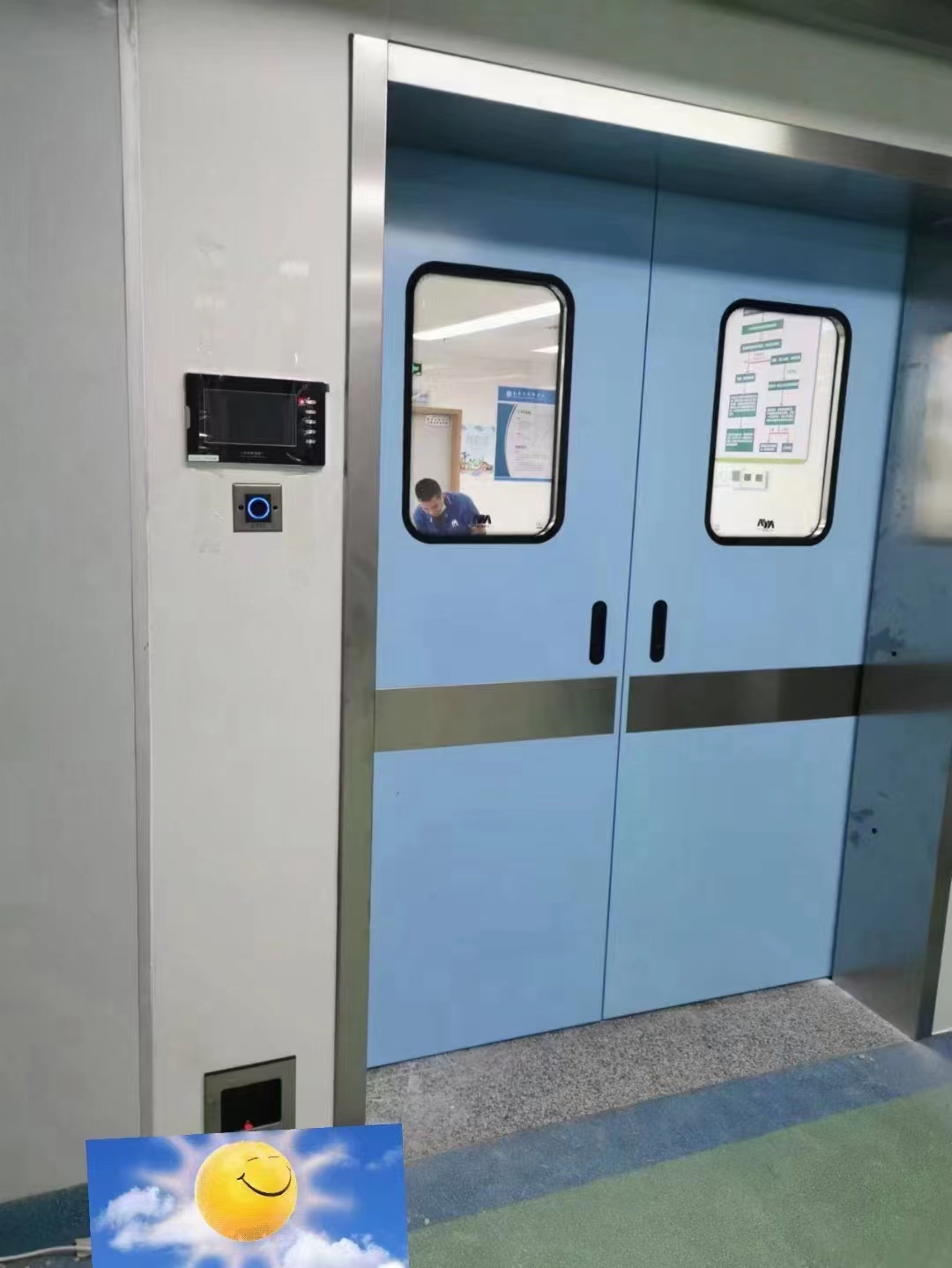 Médical en acier électrique coulissant la porte propre à double porte