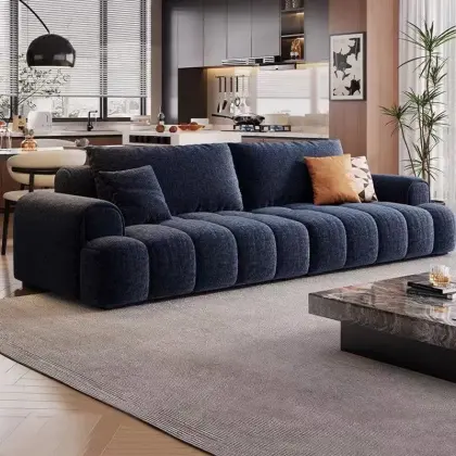 Leather and velvet sofa
