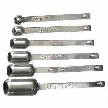 Measuring Spoons, Available in 6-piece/Set, Made of Stainless Steel