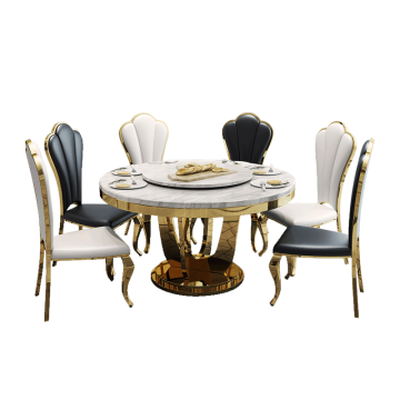 Wholesale Luxury Round Table Set with Six Chairs for Family Living Room Dining