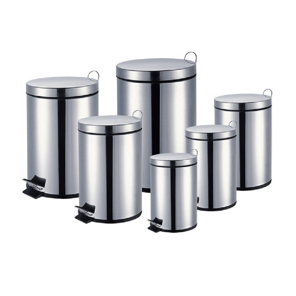 stainless steel pedal bin set