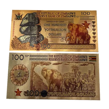Customizable Zimbabwe Banknotes: Gold Plated 100 Billion Trillion Quintillion Dollar Wholesale Offer