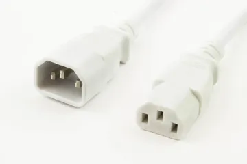 White 10Amp C13 to C14 Computer Monitor Power Extension Cord