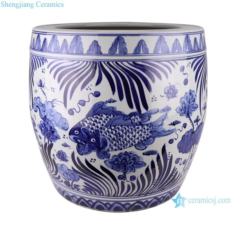 Blue and White Mackerel Algal Pattern Tank Planter