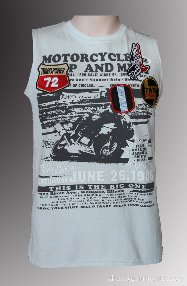 100％聚酯人的无袖T恤