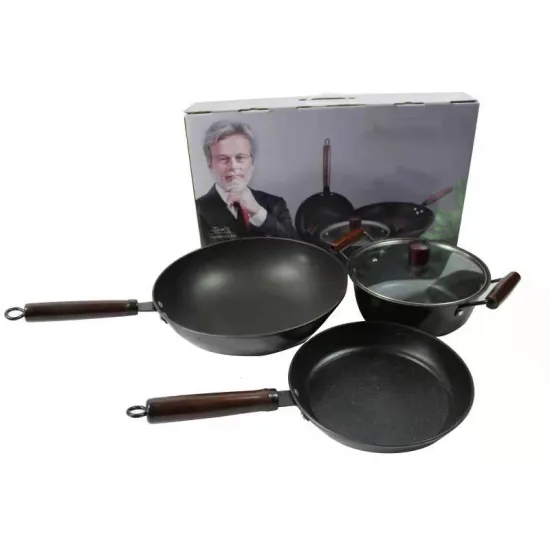 High Quality Non-Stick Die-Cast Iron Cookware Set with Glass Lid