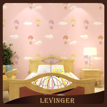 Levinger Textile Pink fire Balloon Shaped Waterproof Wallpaper for Children Bedroom
