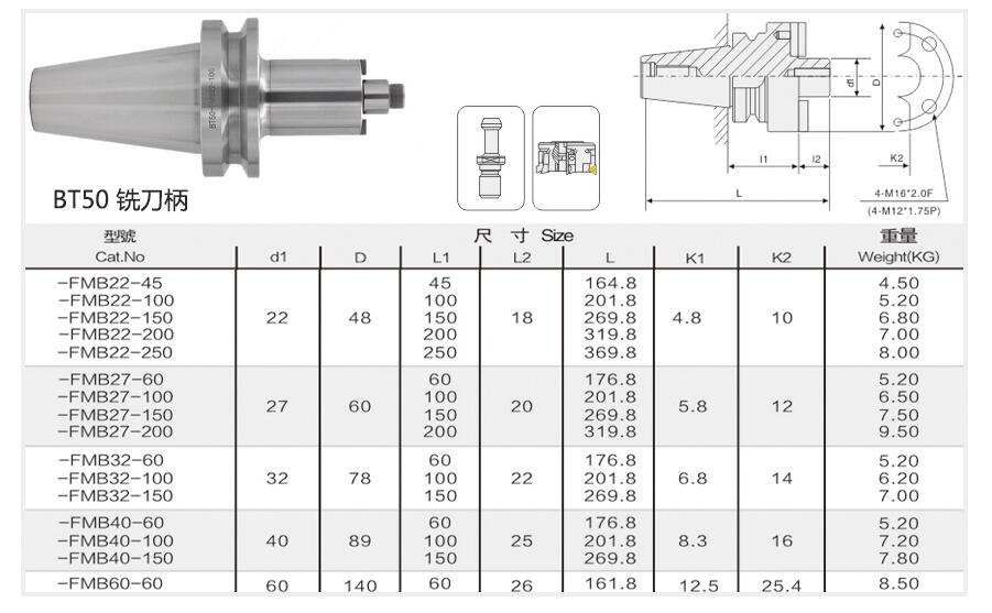 BT face milling holder