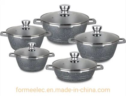 Casserole Granite Set 10PCS Cookware Set Aluminum Casserole Ceramic Coating Stewpot