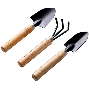 Venta caliente de 3 piezas de jardinería en casa Mini regalo de regalos: niños, mujeres y herramientas manuales de aluminio con mangos de madera