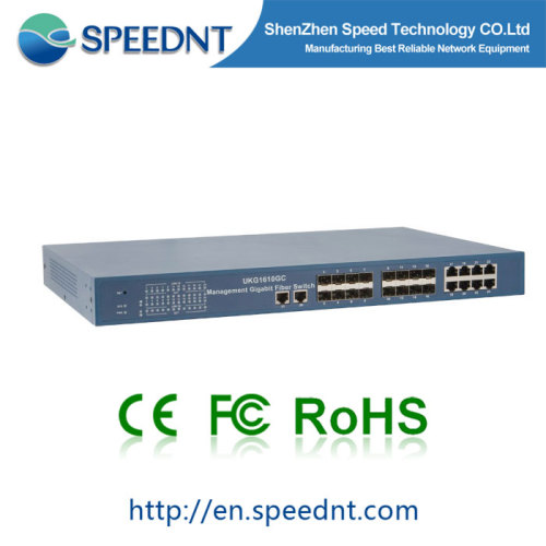 High quality 16 port SFP and 10 port RJ45 gigabit ethernet sfp switch from China manufacturer