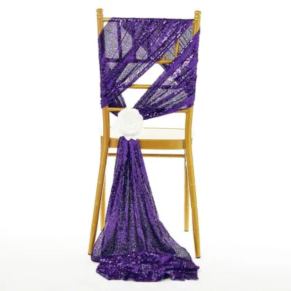 Custom Size Royal Blue Sequin Wedding Chair Sashes
