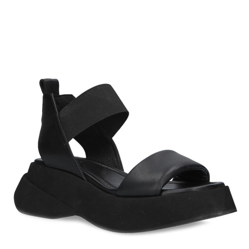 Women's Leather Flat Sandals with Wide Straps