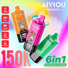 EU คลังสินค้า Waspe 150000 150K พัฟ 6in1 ควัน Wape ทิ้งบุหรี่อิเล็กทรอนิกส์ขายส่ง
