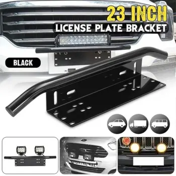 Car Front Bumper License Plate Mount Bracket Aluminium Bull Bar Style Holder For Driving Light Bar Car Universal Fits Most Cars