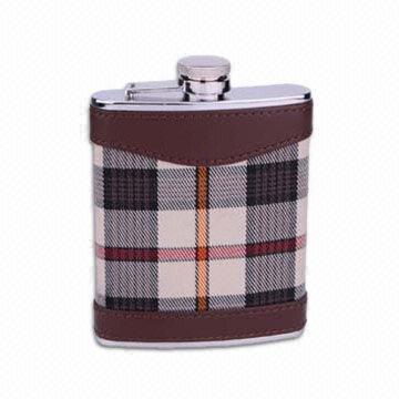 6OZ Hip Flask with Jean and Leather Coat, Made of High-quality Stainless Steel