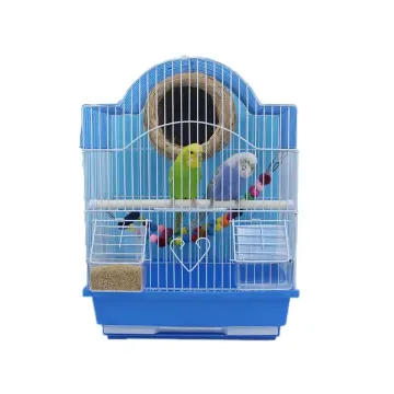Sangkar burung bulat biru buatan tangan dengan banyak wayar warna - Jualan panas