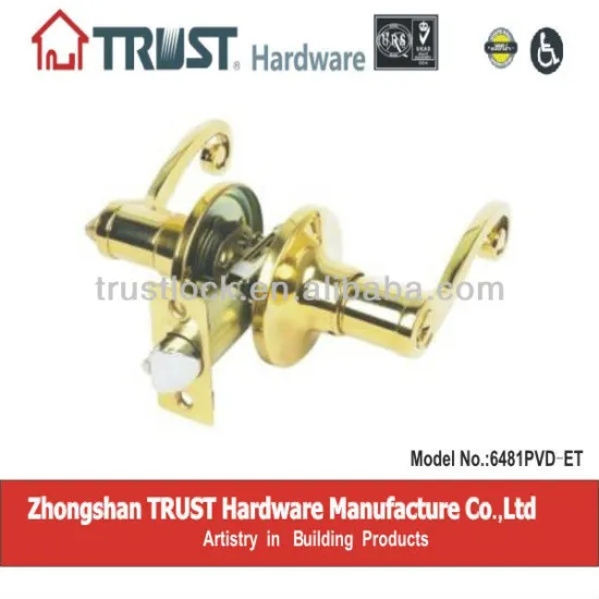 6481PVD-ET :ANSI Grade 3 Tubular Lever Door Lock with Brass cylinder