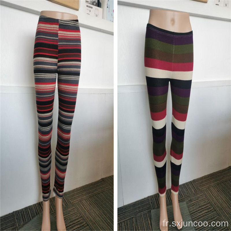 Legging long d&#39;intérieur pour femmes à motifs différents à rayures