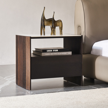 Solid wood bed and night stand for bedroom