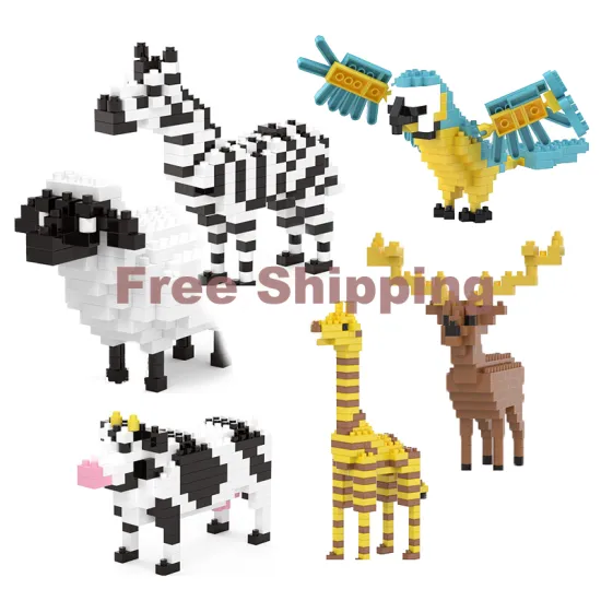 Free Shipping: DOLLARTOYS Micro Block Animal Building Sets - Giraffe, Zebra, Cow, Sheep, Reindeer, & Flamingo - Perfect Toy Set for Kids