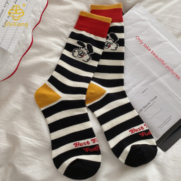 한국 버전 만화 강아지 대학 스타일 긴 양말