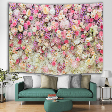 Pink Flower Group Tapestry Wall Hanging Rose Wall Tapestry Nature Elegant for Livingroom Bedroom Dorm Home Decor
