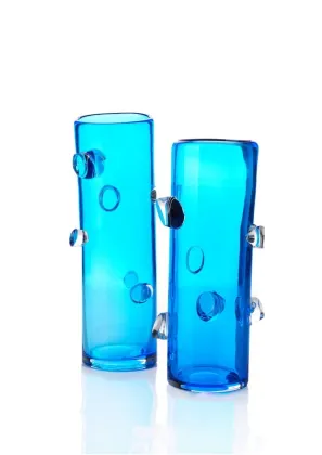 Professional Blue Art Glass Vases For Home / Hotel Decoration