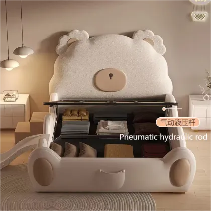 Modern Simple Light Luxury Leather Bear Cartoon Single Bed