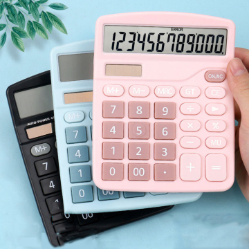 12-Digit Solar-Powered Dual-Power Supply Office Calculator