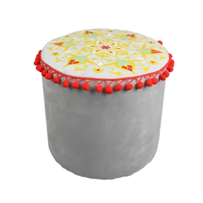 India and Pakistan style grey circular cylinder stool