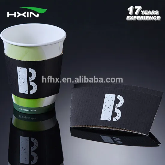 Custom printed disposable hot coffee black color paper cup sleeve