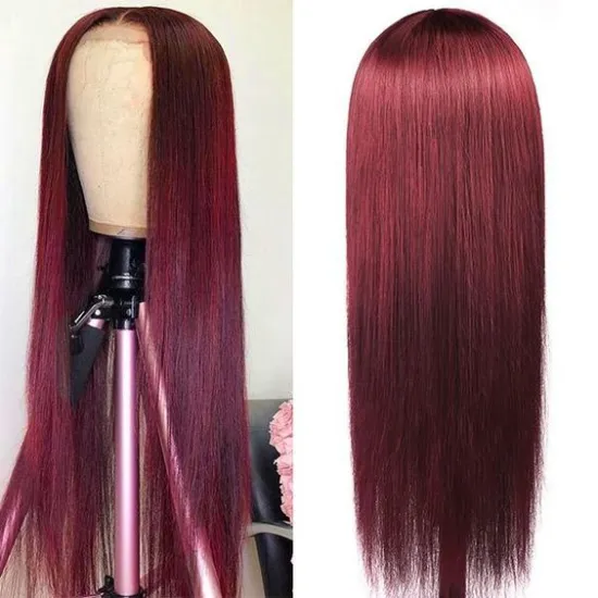 13X6 13X4 Color 99J  Red Burgundy 180% Virgin Wig Black Burgundy Hd Transparent Lace Front Wig Brown Blond Ombre Human Hair Wig