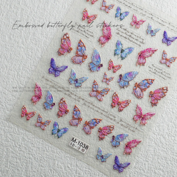 Redanco Butterfly 5D Nail Stickers - Colorful 3D Hot Stamping for Girls