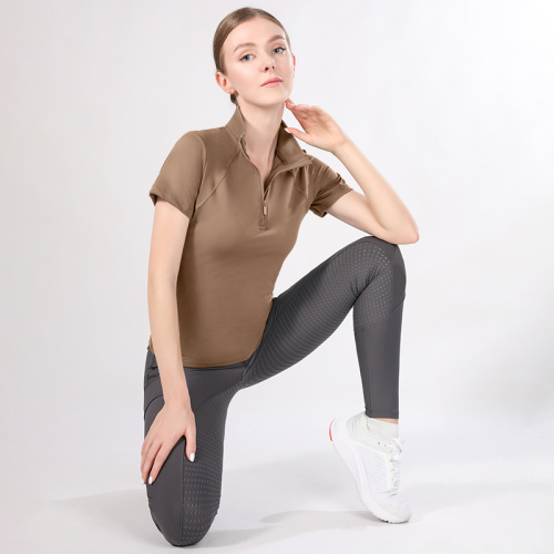 Custom Khaki Brown Horse Riding Clothing Women Tops