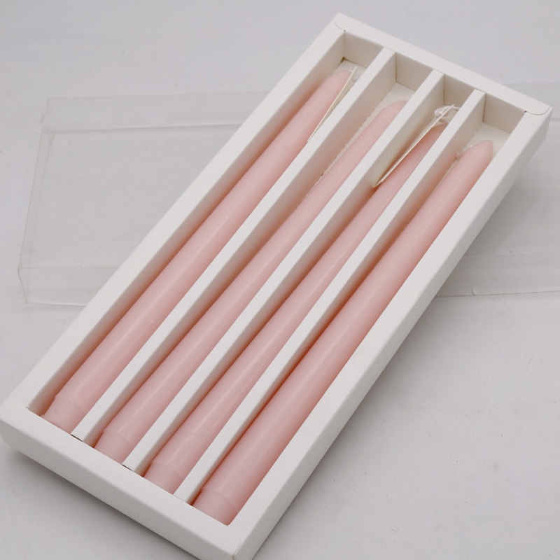 4pcs каляровыя вячэры Канічныя свечкі на вясельныя Каляды