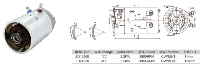 ZD24250 24V 2500W DC Motor Hydraulic