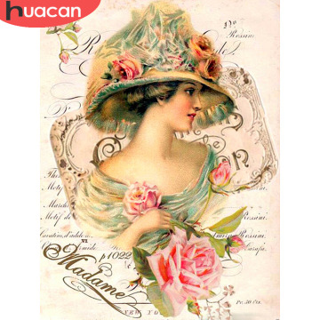 HUACAN Full Square 5D DIY Diamond Painting Woman Cross Stitch Diamond Embroidery Sale Portrait Rhinestones Mosaic Decor Home