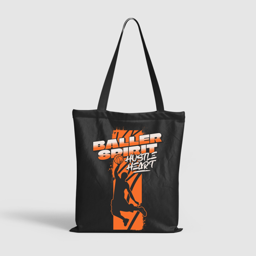 Baller Spirit Hustle Heart Canvas Tote