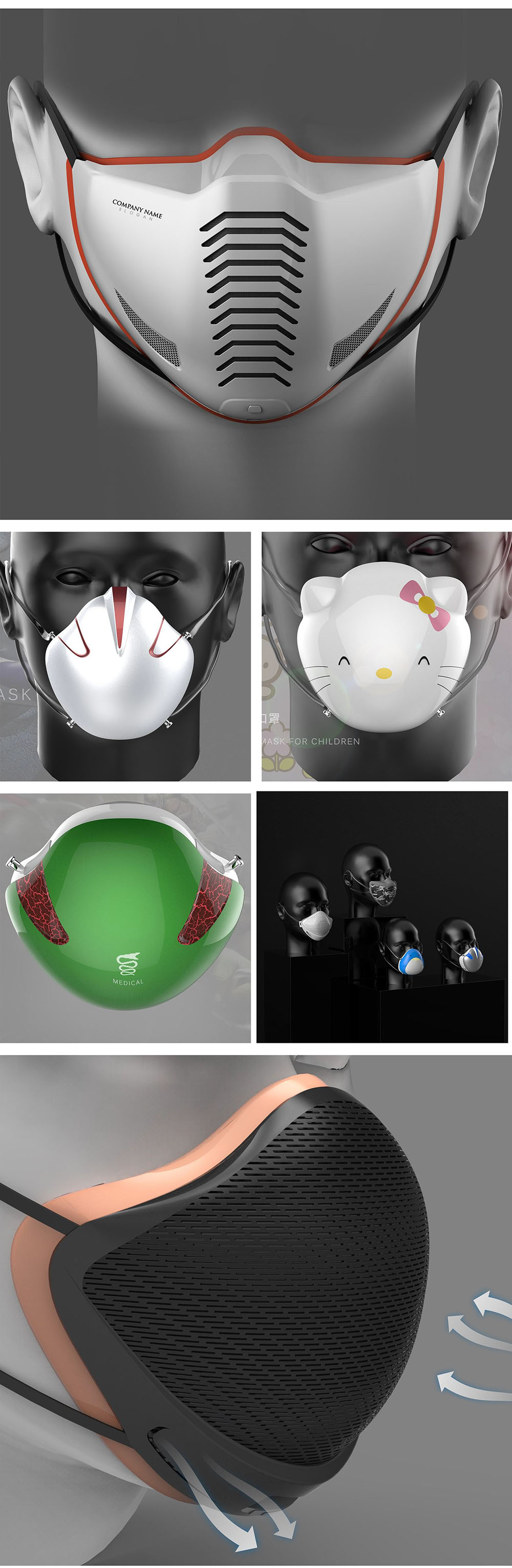 High quality active air delivering mask design