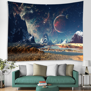Starry Tapestry Galaxy Tapestry Night Sky Wall Hanging Snow Mountain Planet 3D Printing Wall Art for Living Room Bedroom Home Do