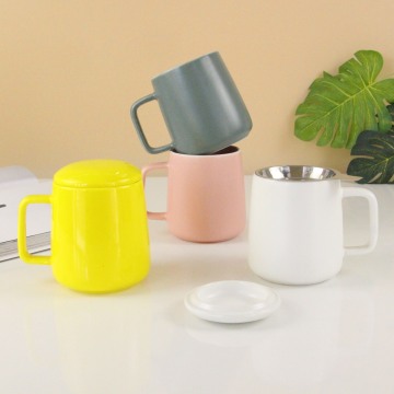 Ceramic Mug with Lid and Tea Infuser - Big Capacity Cup for Milk Tea and Coffee